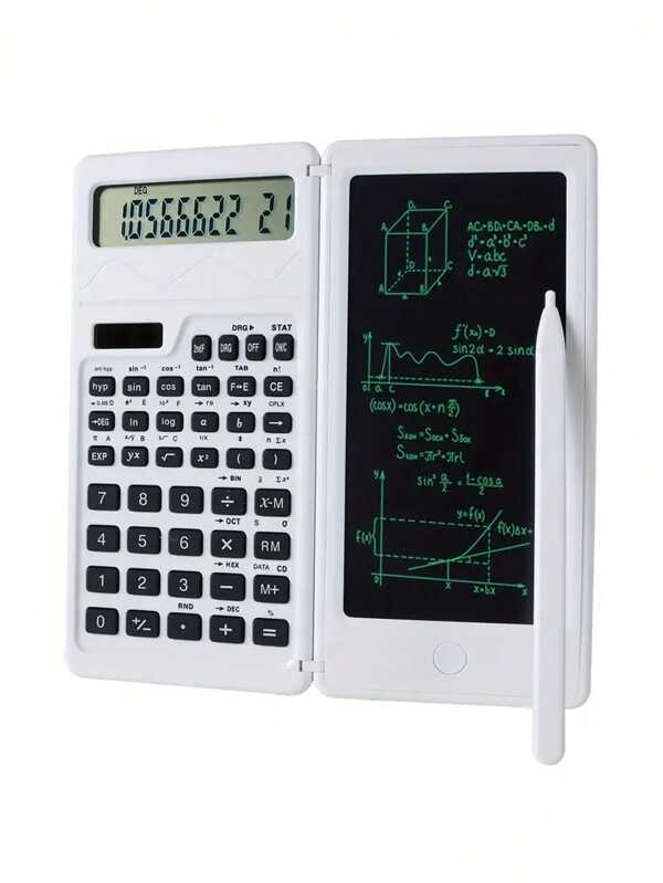 Calculatrice scientifique 10 chiffres - Écran LCD haute résolution, conception compacte pliable, tableau d'écriture manuscrite, double alimentation solaire et batterie - Idéal pour les enseignants, les ingénieurs et les professionnels