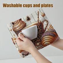 2pcs Coffee Enthusiast Kitchen Towels - Supersoft Polyester, Absorbent Dish Cloths With Latte & Cappuccino Art Prints - Great For Cafe Decor, Housewarming Gifts, Coffee Bar Accessories, 18*28in