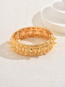 1 pièce Bracelet manchette style punk avec rivets et pointes, bracelet bangle unisexe avec rivets dorés, pour un port quotidien, les fêtes, les festivals de musique