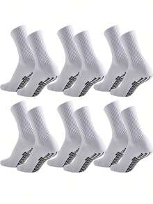 3/6 Pairs Of Mixed Color Men's Sports Socks, Enhancing Grip - Moisture Wicking Fabric _ Suitable For Football, Basketball, And Running. - Multicolor - View 5
