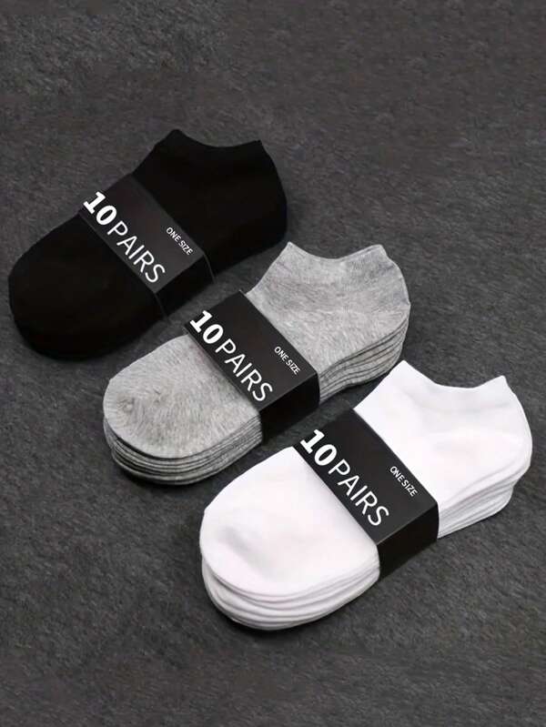 10 Pairs Of CT Sports Socks, Suitable For Both Men And Women, Low-Top Design, Breathable Sports Performance Socks, Solid Color, All-Season Suitable Knitted Fabric, 300g/Square Meter, Machine Washable, No Box Packaging, Suitable For Sizes 37-44 US, Breathable Socks, Low-Top Sports Socks, Knitted Texture