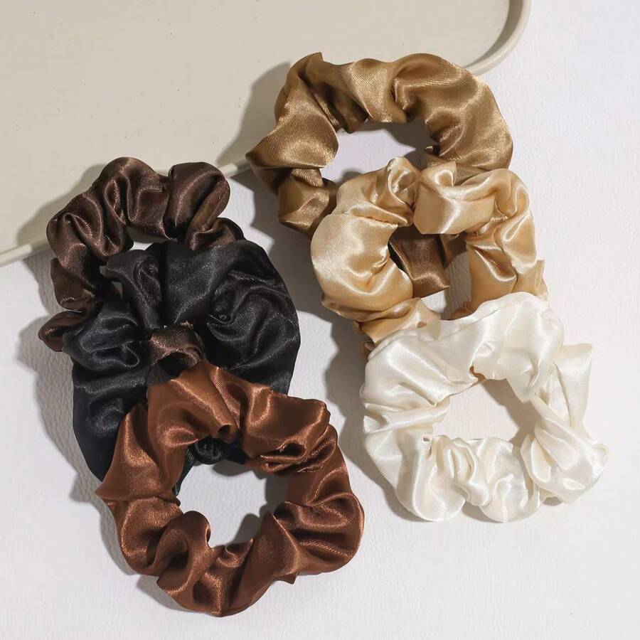 6 pièces/8 pièces Chouchous classiques noir, blanc, marron Chouchous chics pour chignons Accessoires Élastiques à cheveux simples pour queue de cheval Élastiques à cheveux extensibles pour tous les jours