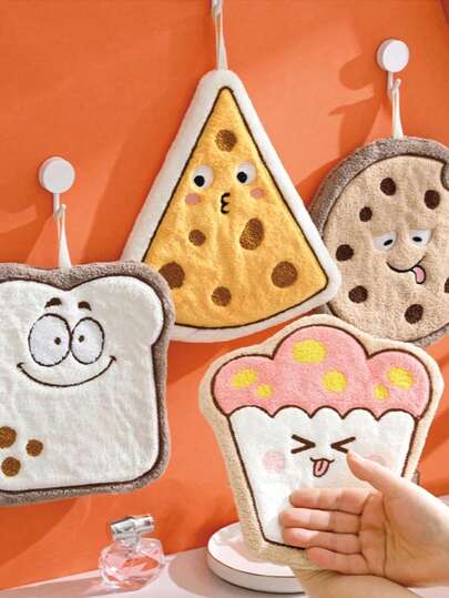 1条挂式厨房吸水手巾，卡通动物图案/多种颜色可选；1条北欧风加厚珊瑚绒手巾，挂式，圆角设计，三层加厚速干毛巾工艺；吸水速干厨房抹布；适合作为中国新年乔迁礼物、日常家居用品、浴室装饰、秋季装饰、开学季礼物、洗碗巾、厨房毛巾。