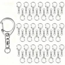 10/20/30/50pcs Silvery C-Shaped Metal Keychain Links With D Hook & Lobster Clasp - Zinc Alloy Jewelry Connectors, Chain Link, Connection Tool