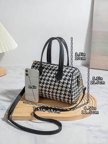 1 Túi đeo chéo mini họa tiết chấm bi hoa cổ điển, Túi đeo vai mini thời trang, Ví tote mini có khóa kéo dành cho nữ, Thích hợp cho phụ nữ, trẻ em gái, trẻ em gái, Quà tặng ngày lễ, Kỳ nghỉ, Du lịch, Quà tặng. - Đen và trắng - Xem 3