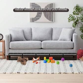 10pcs Furniture Stopper Set, Couch/Bed Barrier To Prevent Toys And Pets From Going Underneath, Suitable For Living Room, Bedroom, Game Room (Black Plastic)