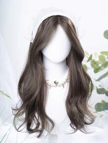 前蕾丝长款自然波浪卷发，中分刘海假发，T型蕾丝，13*5*1，棕色长款，22英寸半编发，日常佩戴，自然、顺滑、逼真。（不含配件）