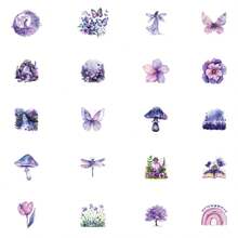 100 张/包可爱迷人的白色和紫色浪漫花园复古美学贴纸，可爱的卡通趣味美学贴纸包，适用于剪贴簿、自粘文具、信封、吉他、乐器装饰、青年派对、奖项、激励、新年、冬季 - 白色 - 查看 5