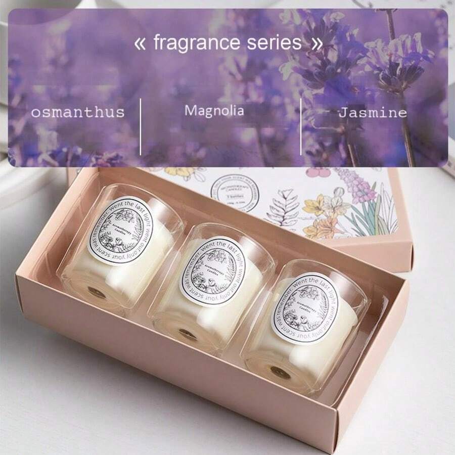 3pcs Home Fragrance Candle Set, Bedroom Ambiance, Long Lasting Scented Candle, Creative High-End Gift Box, Living Room/Dining Table Decor