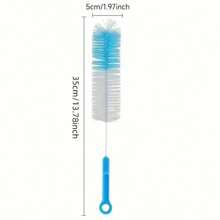 360° Rotary Long Handle Cup Brush | Bottle/Mug/Glass Cleaning Brush | Nylon Bristles | Manual Kitchen Cleaning Tool Set (With Non-Slip Handle)