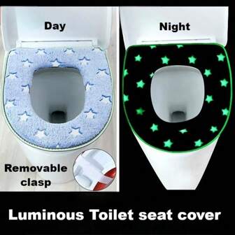 Detta toalettsitsöverdrag med stjärnhimmelmönster passar alla årstider. Det har ett tjockt och varmt vintertoalettsitsöverdrag och en andningsbar, steril och avtagbar design i höstdekor. Tillverkat av mjukt plyschmaterial, perfekt för badrums- och toalettinredning.