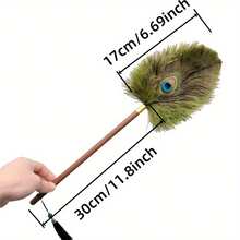 28-47cm künstliche Feder mit Nussholzgriff Staubwedel, mit Quasten Haushalts Staub Wischer Bürste Griff Entfernung und Reinigungsornament, antistatisch Entfernungs Duster Fellendreinigungsutensilien