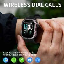 Eytlptoc 1.83 Inch Full Touch Smart Watch, For Men & Women, USB Charging, Wireless Calling & Message Reminder, Pedometer, Multiple Sport Modes Outdoor Fitness Watch, Exercise Tracking, Email Display, Activity Tracking, Positioning Navigation, Remote Camera/Music Control, Multi-APP Notification, Large Display, Compatible With Android & IOS