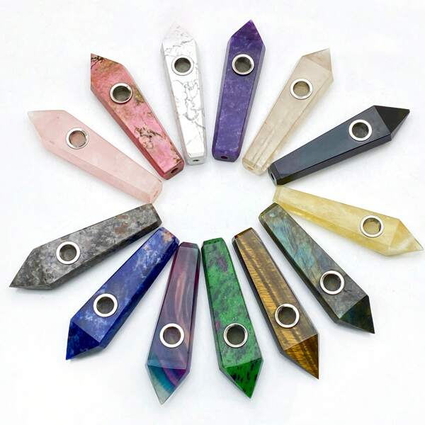 1 PIEZA Prisma hexagonal de alta calidad de múltiples materiales, talla de cristal natural, joyería de piedras preciosas, brillo, cristal curativo, regalo de cumpleaños, regalo para mujer, regalo para novia, regalo de Halloween, regalo de Navidad, decoración del hogar, decoración de fiesta, decoración de escenario, decoración de escritorio, adorno de cristal, decoración de mesa