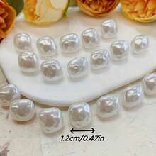 5/10/15 件优雅白色仿珍珠纽扣，带金属花盘 - 光泽、不对称形状紧固件，适用于旗袍、唐装背心和中式衬衫、服装纽扣 - 彩色 - 查看 3
