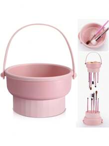 Cuscinetto per la pulizia dei pennelli da trucco 3 in 1, ciotola per la pulizia dei pennelli da trucco in silicone, strumento per la pulizia dei pennelli da trucco, borsa per la conservazione e l'asciugatura all'aria