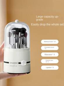 360° drehbare Make-up Organizer Box, leichter Kunststoff Kosmetik Aufbewahrung, drehendes Design - ideal für Pinsel, Lippenstifte, Eyeliner und Lidschatten - Aufsteller für Arbeitsplatte, keine Stromversorgung nötig, Make-up Organizer | Modernes Ästhetik | Kunststoff, Schminktisch Make-up Organizer