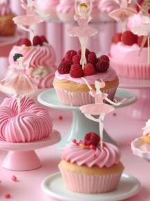 12 pezzi Decorazioni per cupcake da ballerina, piccole ballerine in tutù colorati, stuzzicadenti per torta per festa di matrimonio, anniversario, compleanno, festa di nascità, forniture per feste e pasticceria
