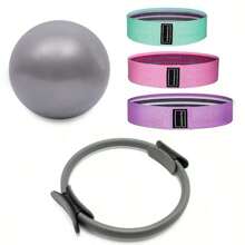9pcs Pilates Ring Set, A 9-Piece Set Of Home Fitness Equipment For Women, Including A Pilates Ring, 25cm Yoga Ball, Stretching Band And Resistance Band, 5-Color Resistance Band, And A Hip Ring (The Surface Material Is Foam, And There May Be Dents And Scratches During Transportation, Which Is A Normal Phenomenon).
