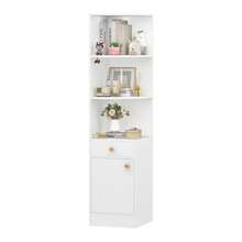 Estantería, librería de esquina, 3 compartimentos abiertos y 2 cajones, estantería de oficina, estantería de pie, estantería decorativa, para presentación, estantería blanca 38x38x161cm - Blanco - Ver 8