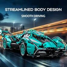 [赛车积木] 超级赛车模型 MOC 积木套装，高难度赛车模型，适用于客厅、餐厅、书房装饰，理想的圣诞节生日礼物，万圣节、感恩节，ABS 材质，车辆主题