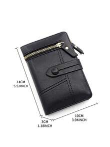New Korean Style Foldable Multi-Function Handbag Burgundy Color Small Wallet Anti-Theft Card Slots Card Holder Soft PU Leather Wallet Coin Pouch Gift For Women For Men Wallet Purse Wallet Wallet Mini Wallet - Black - View 5