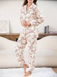 Sanrio 1 套日式风格卡通长袖睡衣女士睡衣套装