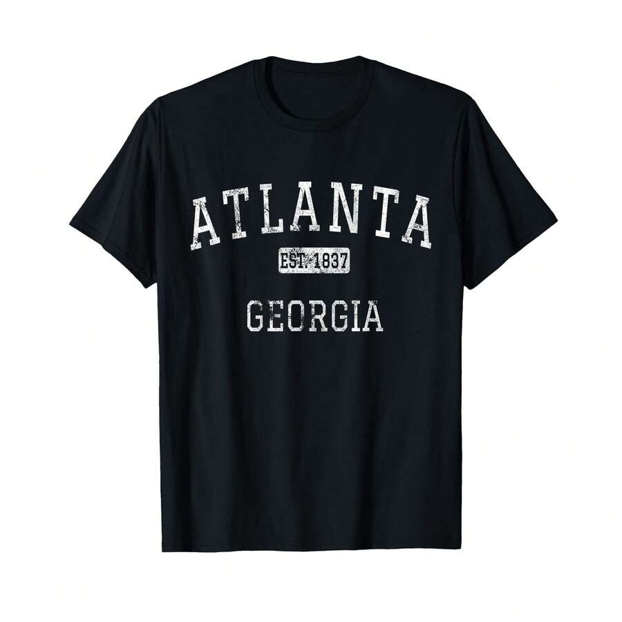Atlanta Georgia Ga Vintage T-Shirt# TR Father's Day Gifts - Black - View 1
