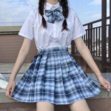 High-End High School Sailor Uniform, School Uniform, Casual Clothes For Girls, JK Uniform Sailor Uniform, Summer Short-Sleeved Top And Skirt Suit, Party Summer Festival School Event Costume, Anime Cosplay Costume - Blue and White - View 3