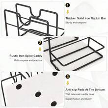 New  Napkin Holder, Metal Napkin Storage  Salt And Pepper Shakers Caddy Modern Napkin Dispenser For Table  Countertop, Not Including Salt And Pepper Shakers (Large Marble, Black) - Black Large Marble - View 3