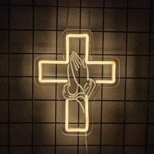 Enseigne au néon Mi Bautizo/Cher Dieu merci/Faites confiance au Seigneur/Croix, Lumières au néon de croix LED pour décoration murale, Lumières au néon de Jésus pour la chambre à coucher, Jour du baptême, Église chrétienne, Fête d'anniversaire, Décoration de Pâques, Mariage, Éclairage d'ambiance pour la décoration de la maison, Alimentation USB réutilisable, Facile à installer.