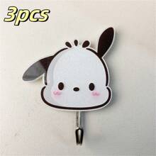 Sanrio Sanrio Cute Cartoon Sticky Hooks Featuring Characters Like Hello Kitty, Cinnamoroll, Kuromi, My Melody, And Pompom Purin, No-Drill Daily Home Decor Hooks, Perfect For Hanging Bath Towels, Hand Towels, Bags, Kitchen Tools, And Key Storage, Suitable For Living Room, Kitchen, Bathroom, Bedroom, Office Accessories