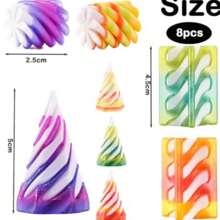 8pcs 3D Printed Cone Fidget Toys, Impossible Shape Spiral Cone Fidget Toys 3D Printed Cone Toys, Mini Stress Relief Desktop Decor Toys Suitable For Children And Adults As Gifts