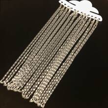 1 paquete de 12 piezas Conjunto de collares de cadena de tono plateado minimalista, colgante hecho a mano