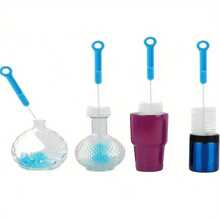 360° Rotary Long Handle Cup Brush | Bottle/Mug/Glass Cleaning Brush | Nylon Bristles | Manual Kitchen Cleaning Tool Set (With Non-Slip Handle)