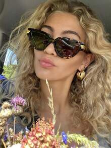 1 Pair Oval Large Frame Leopard Print Women's Fashion Glasses, Minimalist & Versatile, Suitable For Summer Beach, Outdoor Activities, Business Casual, Ideal For Back To School Season. Cat Eye Leopard Tortoiseshell Print. - 茶色 - 查看 4