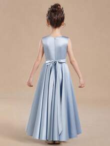 Vestido de princesa para niña preadolescente, vestido de novia abultado - Azul - Ver 2