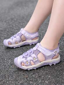 1 Pair Girls' Closed Toe Sandals, Fashion Summer Beach Sports Outdoor Shoes