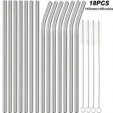 3/5/10pcs Reusable 8mm Stainless Steel Straws With Cleaning Brush - Extra Long 30cm Polished Metal Drinking Straws, Suitable For 30/40oz Cups - Perfect For Halloween, Christmas, Easter, Thanksgiving