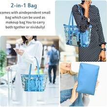 Nuevos bolsos de mujer impermeables de PVC transparente, bolsos de hombro, bolsas de playa, bolsas de compras y bolsas de trabajo - Azul - Ver 6