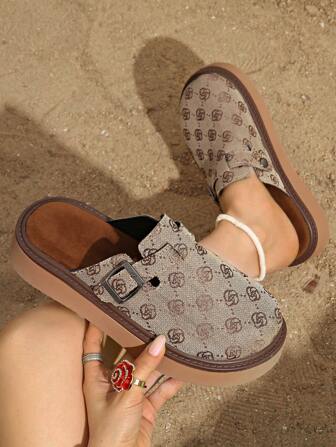 Women's Spring New Round Toe Thick Sole Comfortable Slip-On Casual Fashion Mules