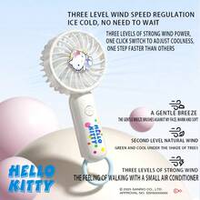 SANRIO 可爱USB迷你风扇，3档风速可调，超强风力，便携式手持风扇，可充电，时尚卡通设计，小巧迷你电风扇，带挂环，学生宿舍小礼物 - 彩色 - 查看 3