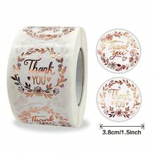 500pcs/Roll 1inch 1.5inch Rose Gold Thank You Sticker For Business Label Shipping Sticker Gift Seals Envelope Decor Birthday Party Favors Label - Rose Gold - View 5