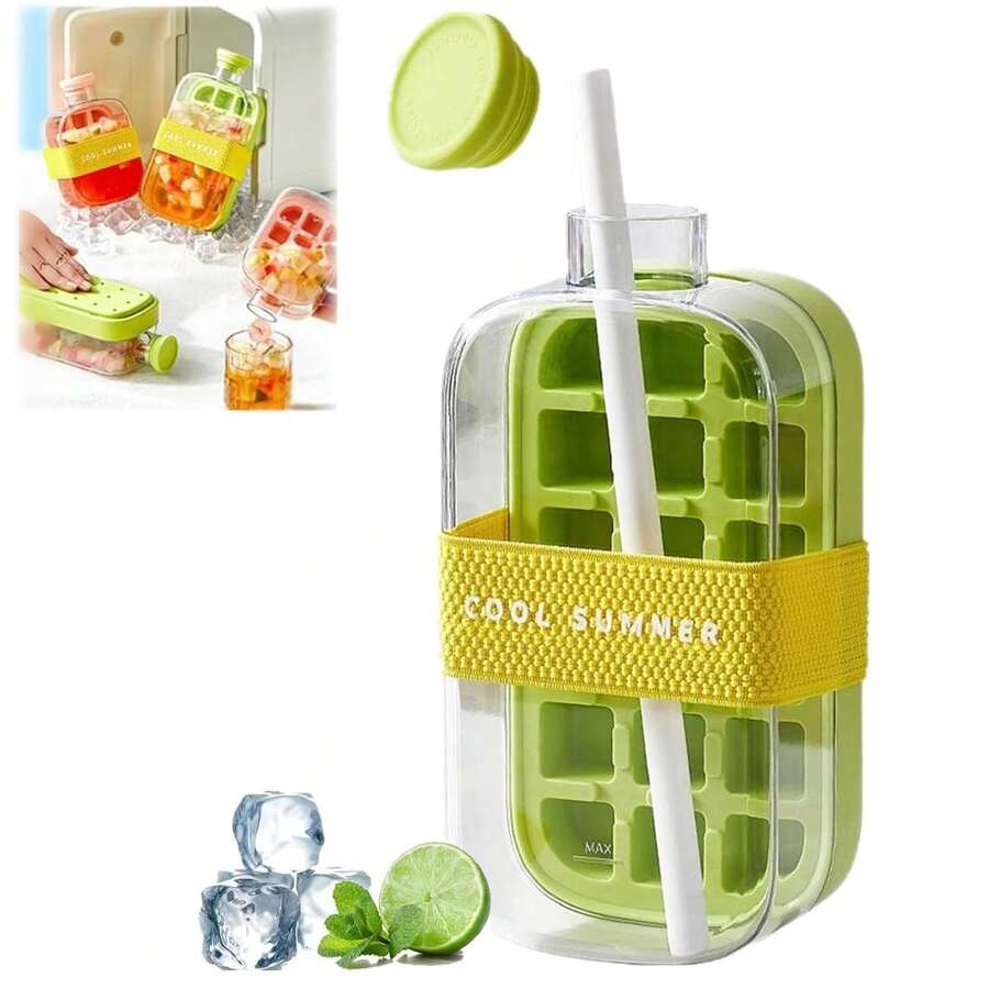 One-Touch Ice Mold . Instant Water Bottle . Zero-Contact Release, Easy And Fun - màu xanh lá - Xem 1
