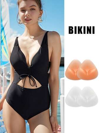 Sujetador transparente e invisible de silicona gruesa para recoger el bikini, ropa interior impermeable para bikini, almohadillas falsas para el pecho