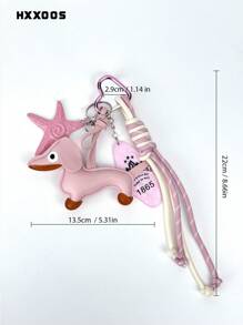 HXXOOS Pingente de Bolsa Dachshund Rosa no Estilo Y2K com Alça Entrelaçada de Estrela-do-mar Criativa - Chaveiro Fofo, Doce e Legal DIY Essencial para Meninas Estudantes, Acessório Obrigatório para Bolsas, Bolsas de Ombro, Mochilas, Sacolas de Praia, Acessórios de Verão, Férias