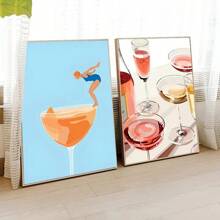 1pc/3PCS Colorful Canvas Painting Of Cocktail Drinks, Good Posters And Prints, Wall Art Patterns Suitable For Living Room Home Decoration Gifts, Bedroom Decorative Paintings, Unframed Paintings, Framed Paintings, Minimalist Art, Fresh And Simple Art.