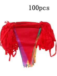 50/100/200pcs Colorful Triangle Bunting Flags - Vibrant Multicolor Pennant Garland, Polyester, Ideal For Grand Openings, Carnivals, Theme Parties, And Outdoor Celebrations, Festive Party Decorations | Celebratory Flags | Polyester Flags Banner Tapestry Room Decor Birthday Decorations