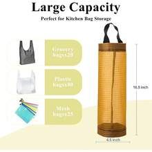 Plastic Bag Holder, Grocery Bag Holder Mesh Hanging Storage Bag Dispenser (Black 2 Packs) - Yellow 2 Packs - View 5