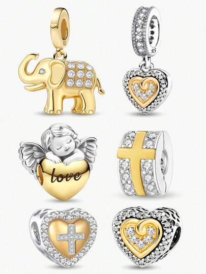 1 PC Fashionable 925 Sterling Silver Sparkling Angel Of Love Pendant Beads Charm Suitable For Bracelets DIY Women's Jewelry, School Supplies For Students College Essentials Checklist